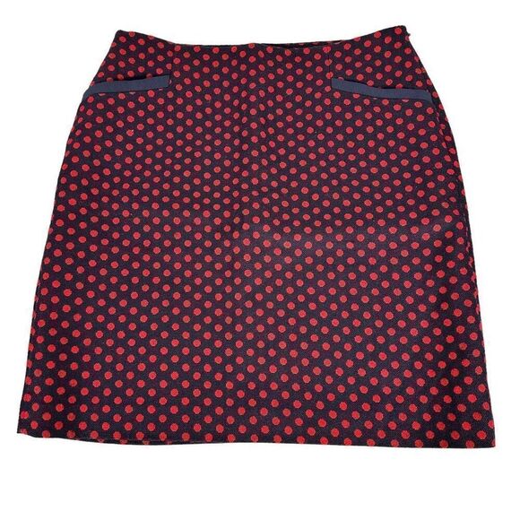 Talbots Navy & Red Wool Blend Polka Dot Skirt size 8P - Picture 2 of 8